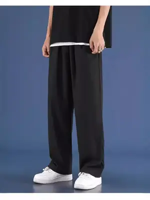Men's Thin Ice Silk Pants Summer Loose Straight Casual Pants