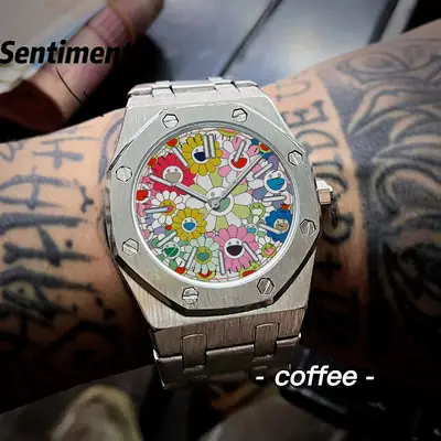 Men's Sunflower Watch Coffee Stainless Steel Waterproof