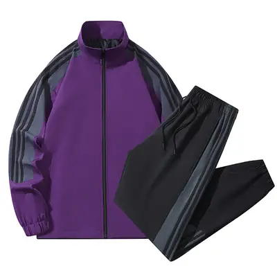 Men's Black Sportswear Set with Zip Jacket & Pants