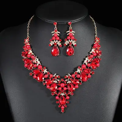 Electroplated Pearl Necklace Earrings Set for Women