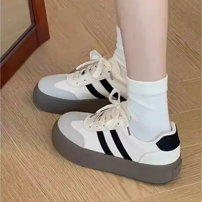 Women's White Retro Forrest Gump Sneakers Thick Soled