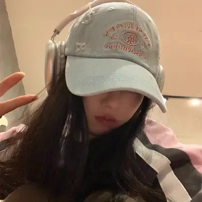 American-style Retro Baseball Cap Women Soft Top Shade Shown Face Small Wide Brim Big Head Casual All-match Denim Cap