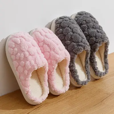 Cotton Slippers Women's 2024 Indoor Warm Dung-feeling Plush Household Winter Anti-slip New Cotton Slippers for Men's Home