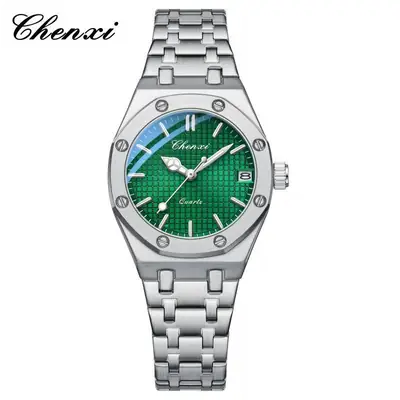 Chenxi Women's Green Dial Quartz Watch with Steel Band