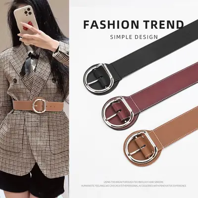 Women's Brown Genuine Leather Pin Buckle Belt