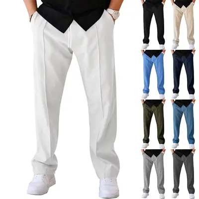 Men's Blue Loose Straight Leg Pants Casual Sports Outdoor