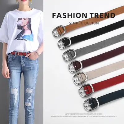 Vintage Belt Women Dress Pants Decorative Fashion Simple High Velvet Leather Pin Buckle Belt Women Wholesale