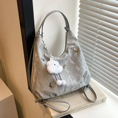 Silver High-End Women's Shoulder Crossbody Tote Bag