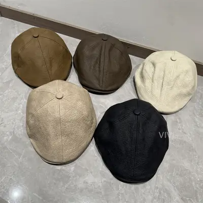 Men's 2025 PU Leather Duckbill Cap Brown