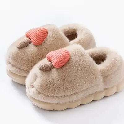 Yuezi Cotton Slippers Women's Winter 2023 New Arrival Heel Indoor Home Warm Wool Plush Cotton Shoes Women's Winter