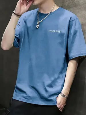 Men Grey Korean Style T-Shirt Short Sleeve
