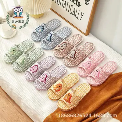 Cross-border Cotton Fabric Couple Slippers for Men and Women Spring and Autumn Home Indoor Thickened Non-slip Quiet Wood Floor