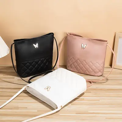Pink Butterfly Rhombic Shoulder Bag for Women