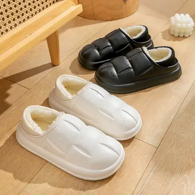 Green Cotton Winter Slippers for Men