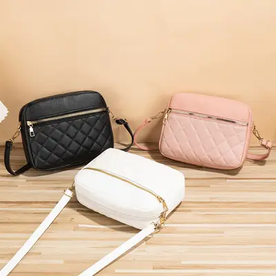 White Rhombus Quilted Shoulder Bag for Women