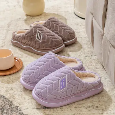 Cixi Cotton Slippers Women's Spring and Autumn and Winter Moon Shoes Home Indoor Non-slip Thick Sole Home Warm Couple Men
