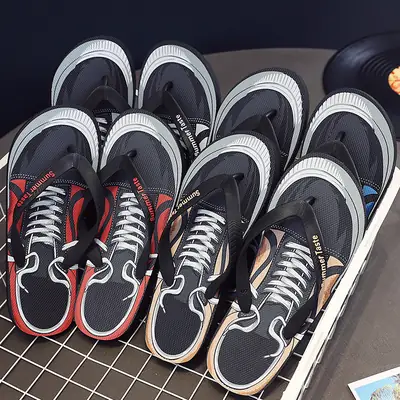 2024 Men Black Flame Casual Sandals All Match