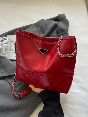 Red Quilted Chain Shoulder Bag for Girls 2024