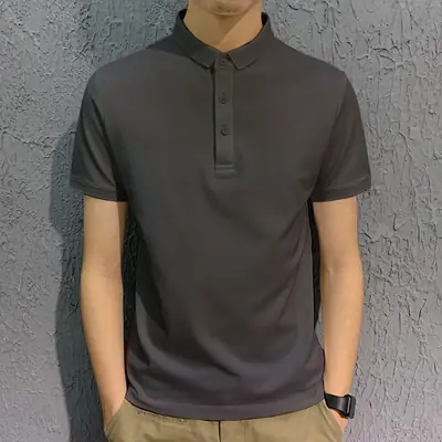 Men's White Polo T-Shirt Short Sleeve Loose Fit