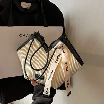 Korean Style 2024 Women's Shoulder Bag Black White