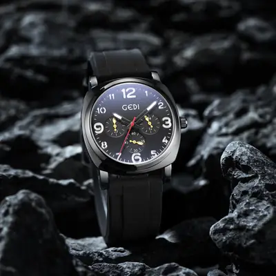 Goldie Men's Black Silicone 3-Eye Watch