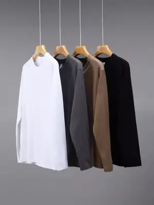 Men Women Heavy Cotton Sweatshirt Brown Long Sleeve