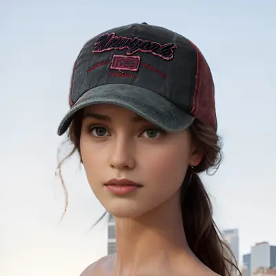 New Men's Blue Baseball Cap with American Flag & 1985 Design