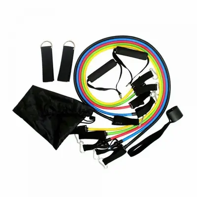 TPE tension rope suit 11-piece set one-word tension belt home fitness training tension device men's and women's resistance device