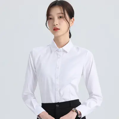 White Shirt Women's Long Sleeve Spring and Autumn New Professional Dress Shirt Elegant Korean Style Work Clothes Slim Fit Inner Top