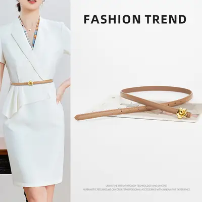 Light Purple Genuine Leather Belt for Women
