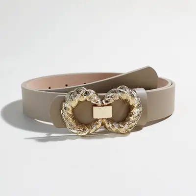 Trendy Bow Buckle Belt for Women Beige