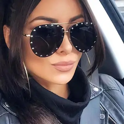 Women's Metal Sunglasses with Clear Tinted Frames