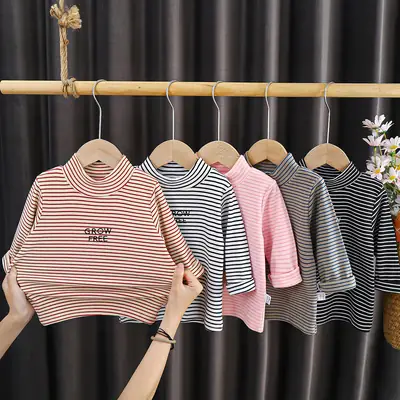 Children's Striped Cotton T-Shirt with "Grow Free" Print