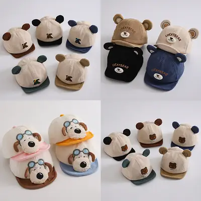 Cute Bear Ears Baby Caps Beige Brown Green