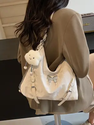 Women Velvet Backpack with Cute Pom Pom Handle