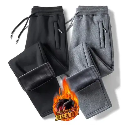 Men's Grey Fleece Loose Fit Pants Winter