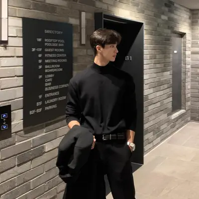 Men Black Velvet Turtleneck Coat Suit Winter Fleece Lined