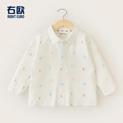 Boys Pure Cotton Polo Shirt Long Sleeve Spring Autumn