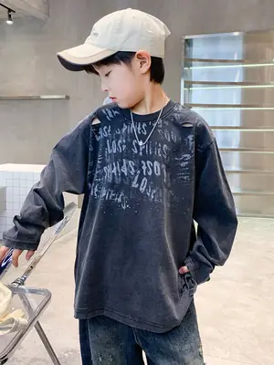 New Boys' Long Sleeve Printed T-Shirt Medium to XL
