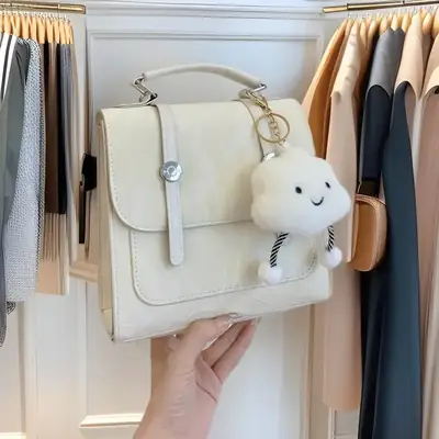 Cute Cloud Keychain Shoulder Bag Cream White