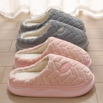 White Cotton Slip-on Slippers for Women & Men Winter Comfort