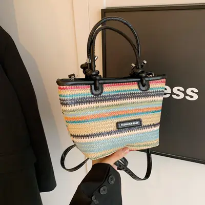 Women Straw Woven Shoulder Bags 2024 Spring Summer