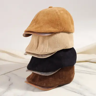 Corduroy Newsboy Cap Tan Japanese Style