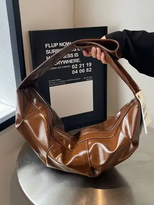 Brown Leather Underarm Bag for Women 2024