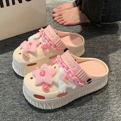 Women's Pink Pearl Platform Sandals Summer 2025