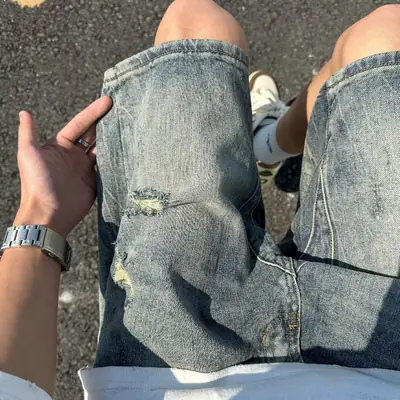 Men's American Vibe Ripped Denim Shorts