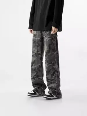 Men Camouflage Straight Leg Pants Spring Autumn High Street