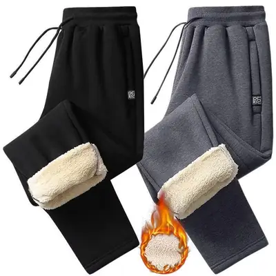 Men's Fleece Lined Thick Sweatpants Black Plus Size