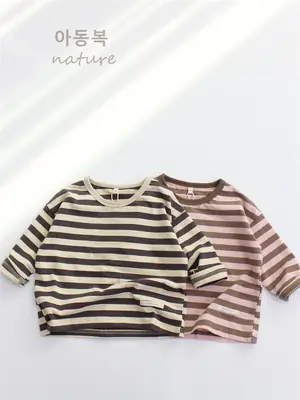 New Kids Striped Cotton T-Shirt Spring Boys