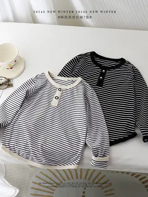 Children's Striped Long Sleeve Sweater T-Shirt
